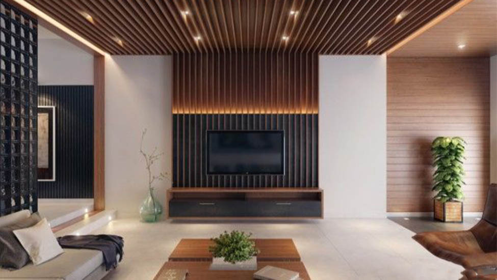 wooden barrel ceiling living room