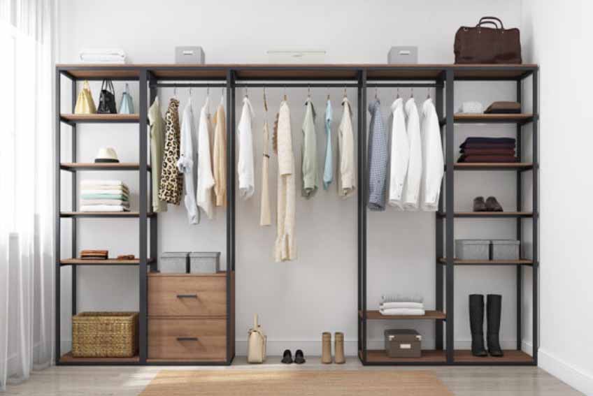 Shelving that is open for display Closets