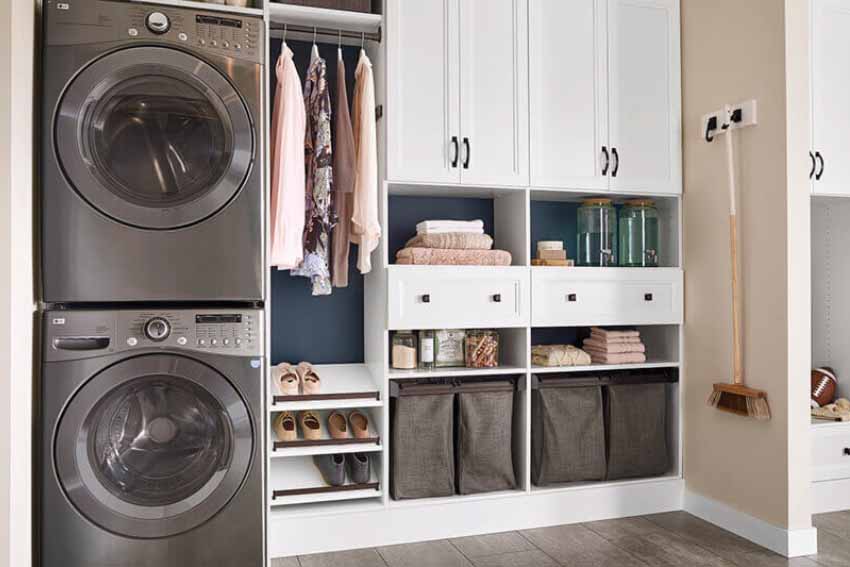 Integration of Laundry Baskets for Small Walk-in Closets