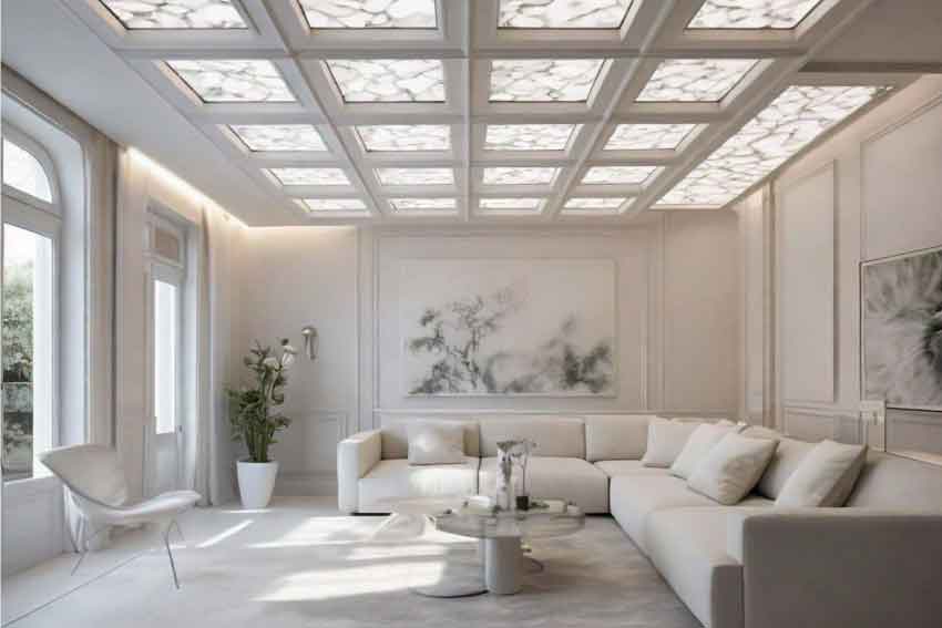 Tranquil Retreat: False Ceiling Design for Living Room