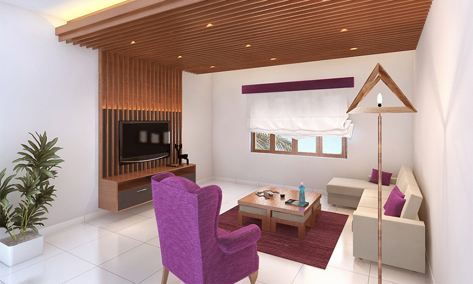 living room wooden false ceiling design